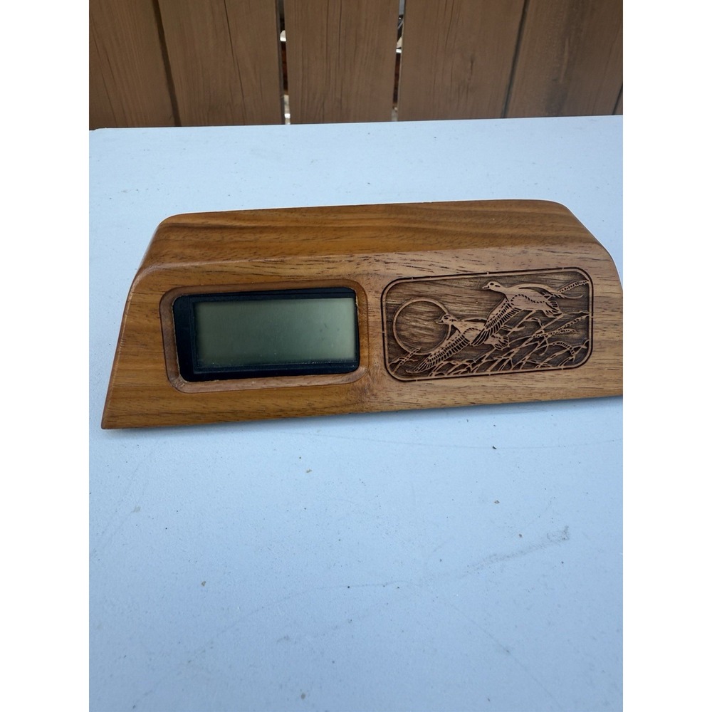 Lasercraft Laser Engraved‎ Solid American Walnut Forest Desk Clock Ducks READ